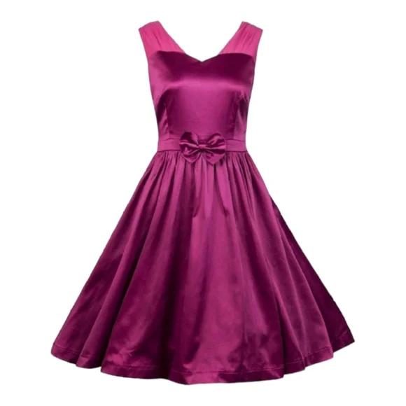 lindy bop purple dress Lindy Bop | Dresses | Lindy Bop Pin Up Satin Bow Swing Dress